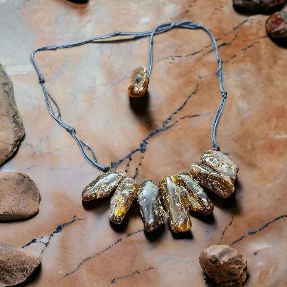 Raw Amber Necklace - Primitive Elegance | Amber Crafter