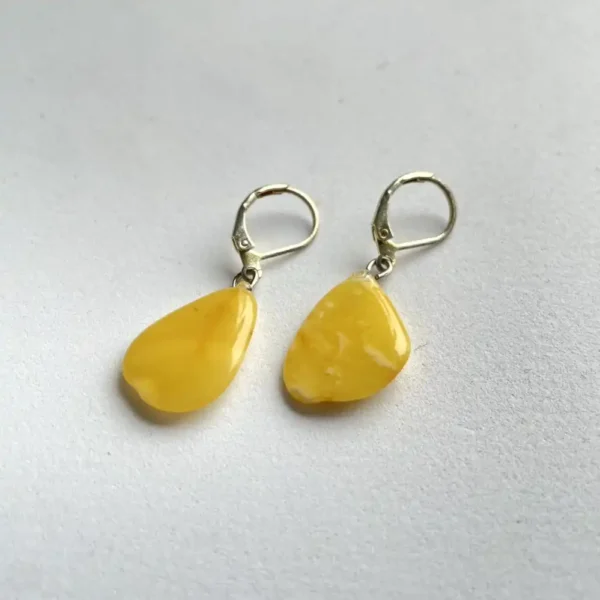 Stylish yellow teardrop earrings with polished stones -back clasps for elegance.