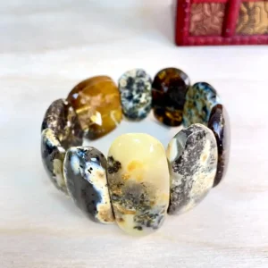 Stunning polished Amber Bracelet with Large Stones with unique colors and patterns, perfect for any occasion.
