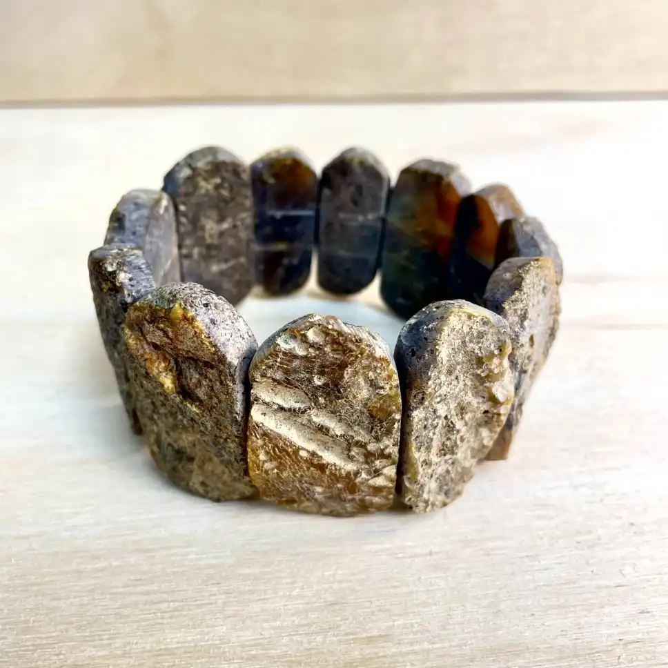Rustic Amber Bracelet with Large Stones showcasing unique, handcrafted artistry and earthy elegance.